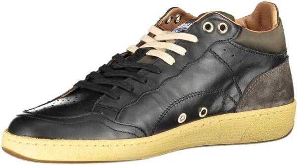 Blauer Zwarte Vetersneakers met Contrastdetails Black Heren