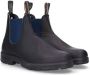 Blundstone Zwarte Leren Enkellaarzen met Marineblauwe Zijelastieken Black - Thumbnail 4