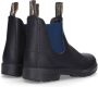 Blundstone Zwarte Leren Enkellaarzen met Marineblauwe Zijelastieken Black - Thumbnail 7