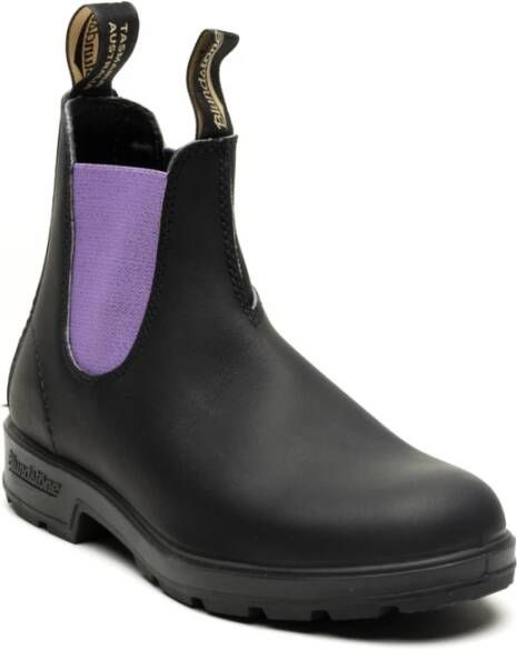 Blundstone Zwarte Leren Enkellaarzen met Lavendel Elastiek Black Dames