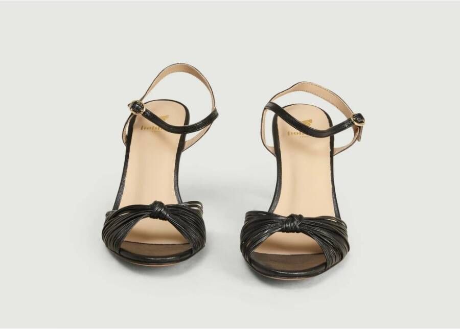 Bobbies Paris Zwarte Glanzende Leren Sandalen Black Dames