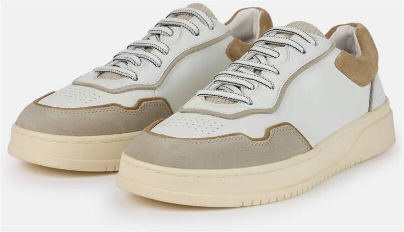 Boggi Milano Leren en fluwelen sneakers White Heren