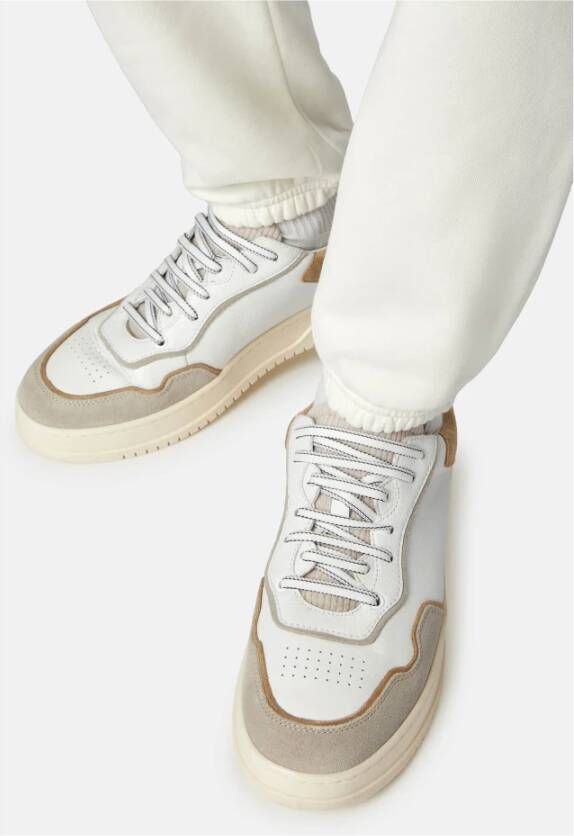 Boggi Milano Leren en fluwelen sneakers White Heren