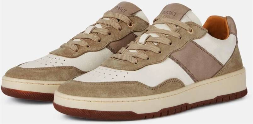 Boggi Milano Leren Sneakers Beige Heren