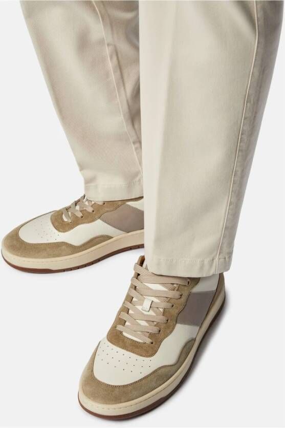 Boggi Milano Leren Sneakers Beige Heren