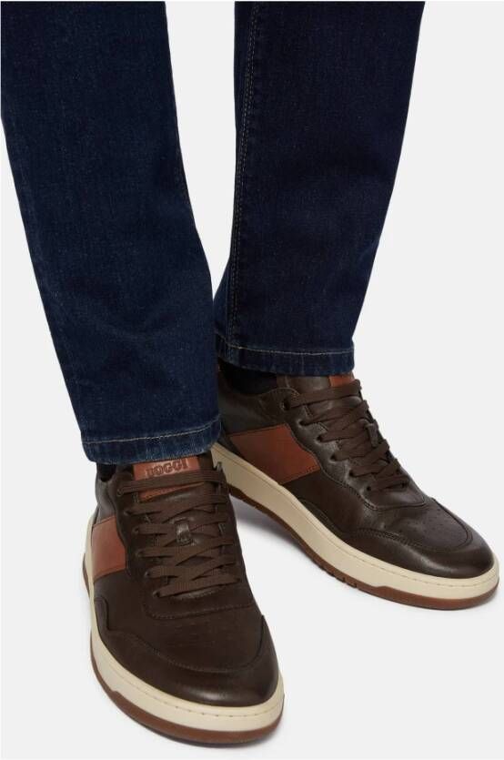 Boggi Milano Leren Sneakers Brown Heren