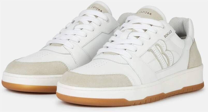 Boggi Milano Leren Sneakers met Macro Logo White Heren