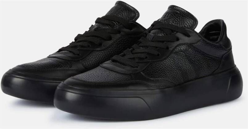 Boggi Milano Sneakers van getrommeld leer met logo Black Heren