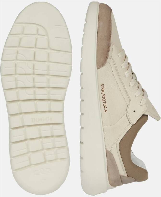 Boggi Milano Tumbled Leren Sneakers Beige Heren