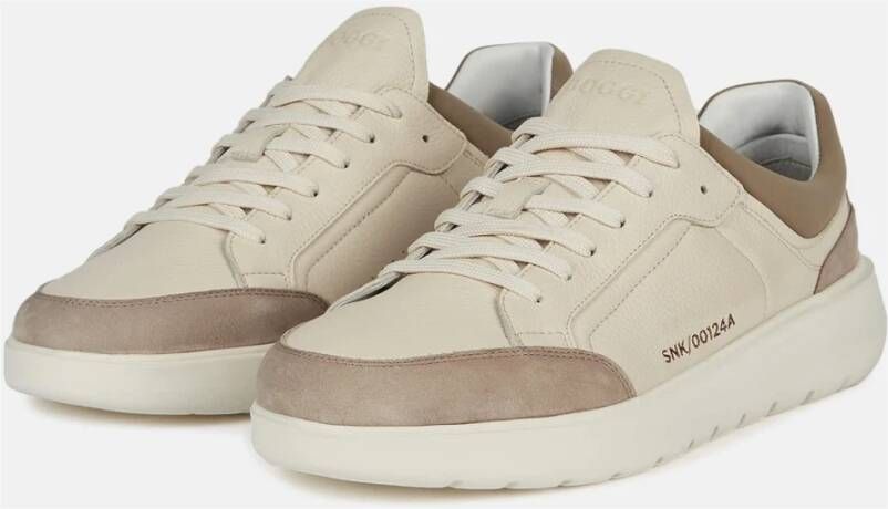 Boggi Milano Tumbled Leren Sneakers Beige Heren