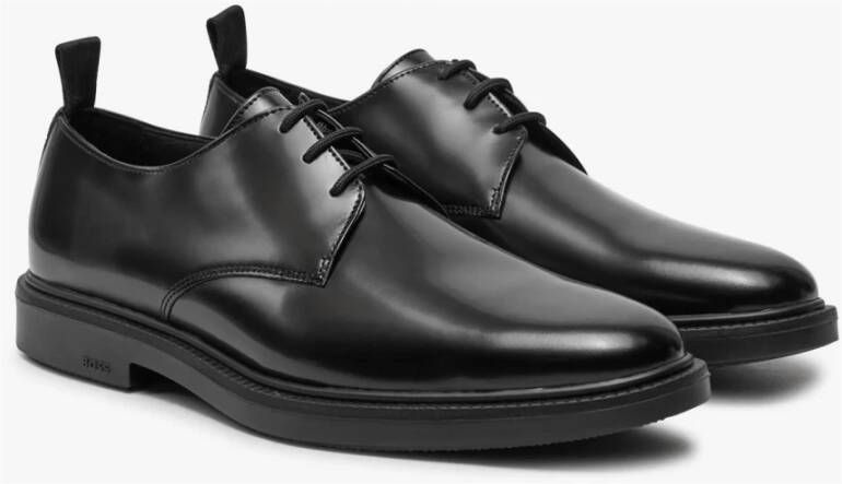 Boss Elegante Leren Veterschoenen Zwart Black Heren