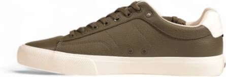 Boss Groene Leren Sneakers met Rubberen Zool Green Heren