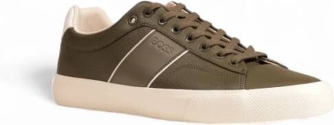 Boss Groene Leren Sneakers met Rubberen Zool Green Heren