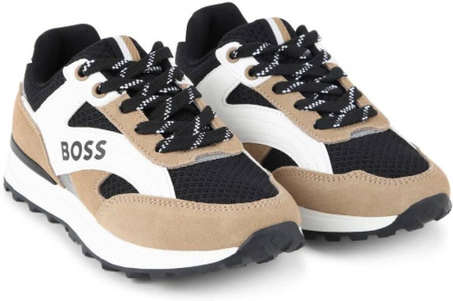 Boss Junior zwart wit kameel sneakers Black Dames