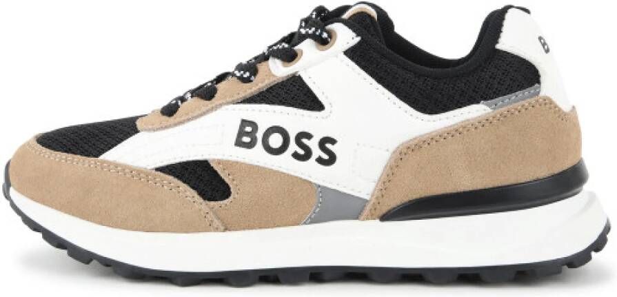 Boss Junior zwart wit kameel sneakers Black Dames