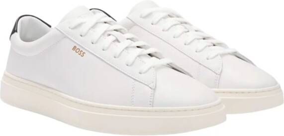 Boss Leren Sneakers met Contrast Hiel Beige Heren