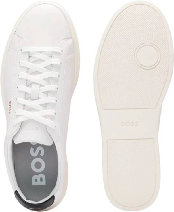 Boss Leren Sneakers met Contrast Hiel Beige Heren