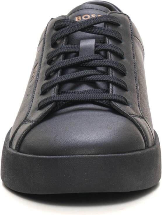 Boss Leren sneakers met veters Black Heren