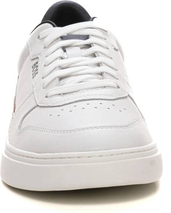 Boss Leren sneakers met veters White Heren