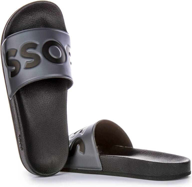 Boss Slippers Grijs Zwart Mannen Gray Heren