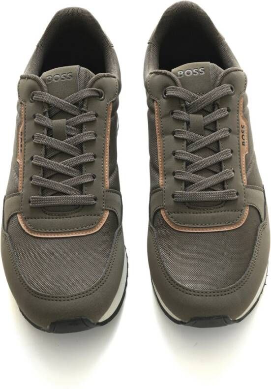 Boss Tweekleurige vetersneakers met logo Green Heren