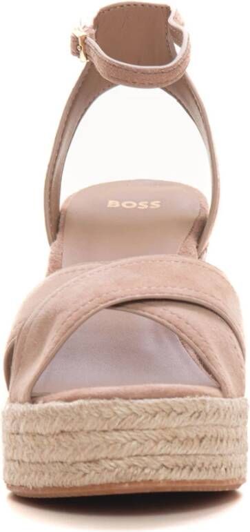 Boss Wig-hak sandalen met gekruiste banden Beige Dames