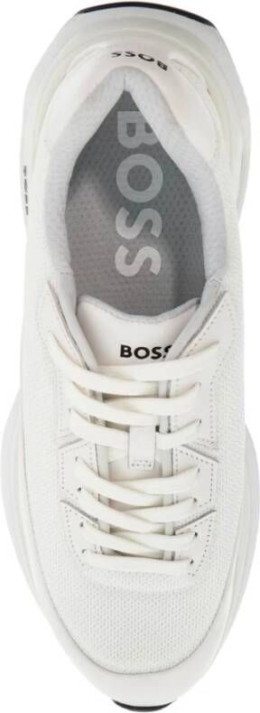 Boss Witte katoenen sneakers met klittenbandsluiting White Heren