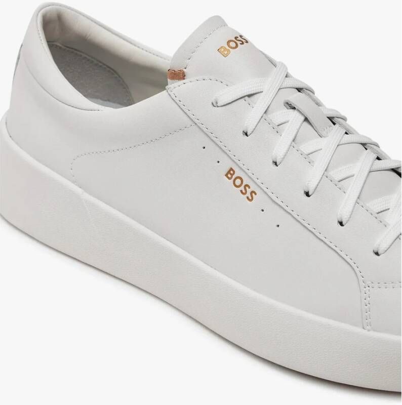 Boss Witte Leren Sneakers met Zijlogo White Heren