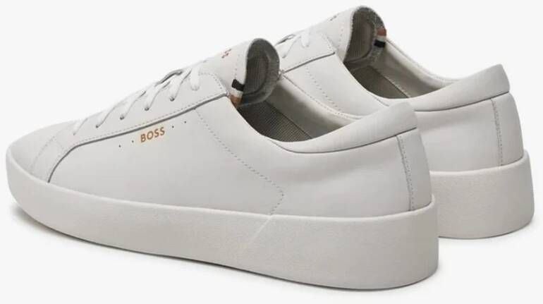 Boss Witte Leren Sneakers met Zijlogo White Heren