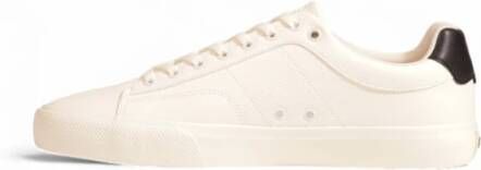 Boss Witte Leren Sneakers Rubber Zool Veters White Heren