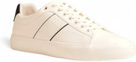 Boss Witte Leren Sneakers Rubber Zool Veters White Heren