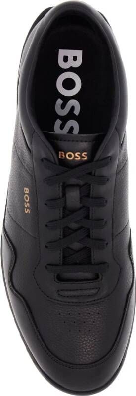 Boss Minimalistische Sneakers van Zwart Leder Black Heren