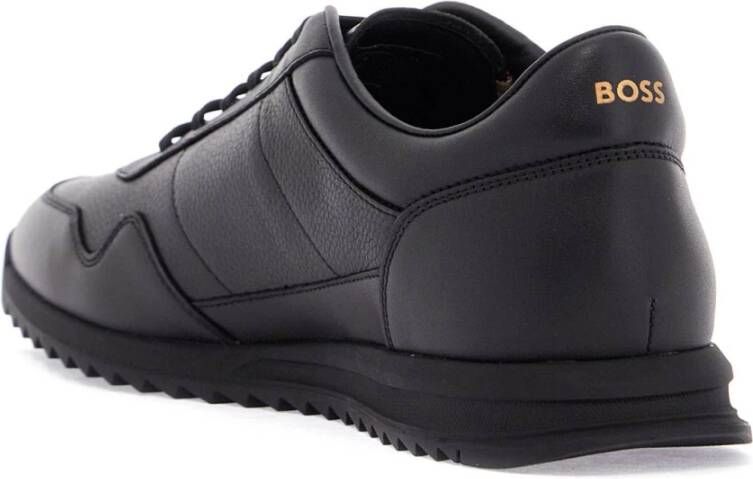 Boss Minimalistische Sneakers van Zwart Leder Black Heren