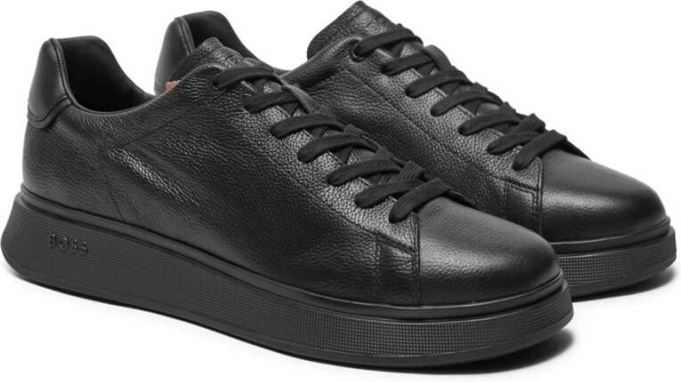 Boss Zwarte Leren Sneakers Bulton Black Heren