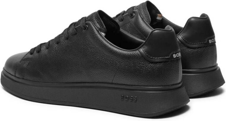 Boss Zwarte Leren Sneakers Bulton Black Heren