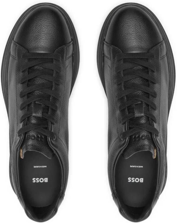 Boss Zwarte Leren Sneakers Bulton Black Heren