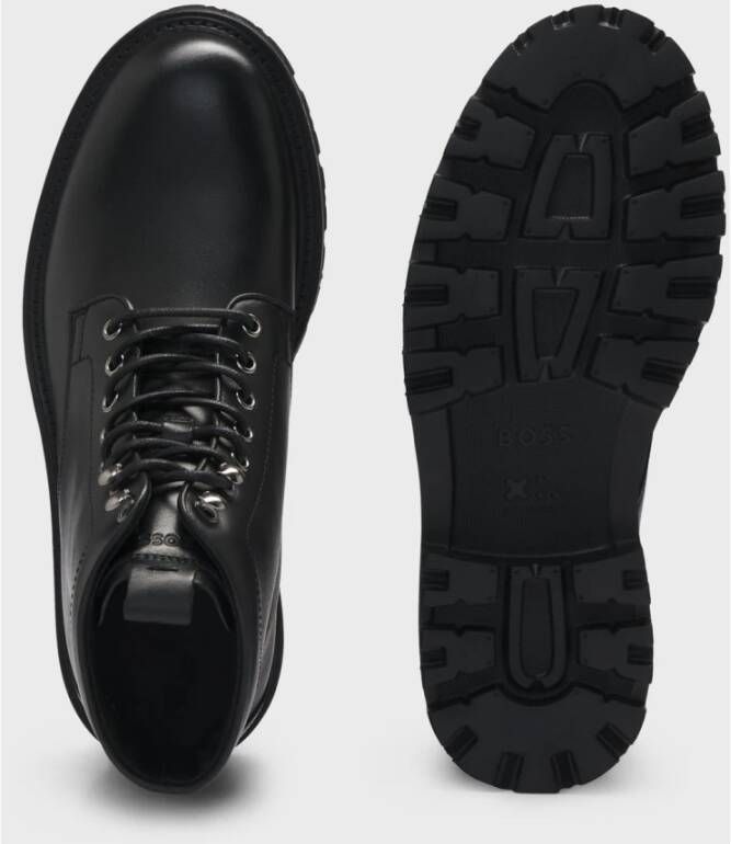 Boss Zwarte Leren Veterschoenen Julyo Black Heren