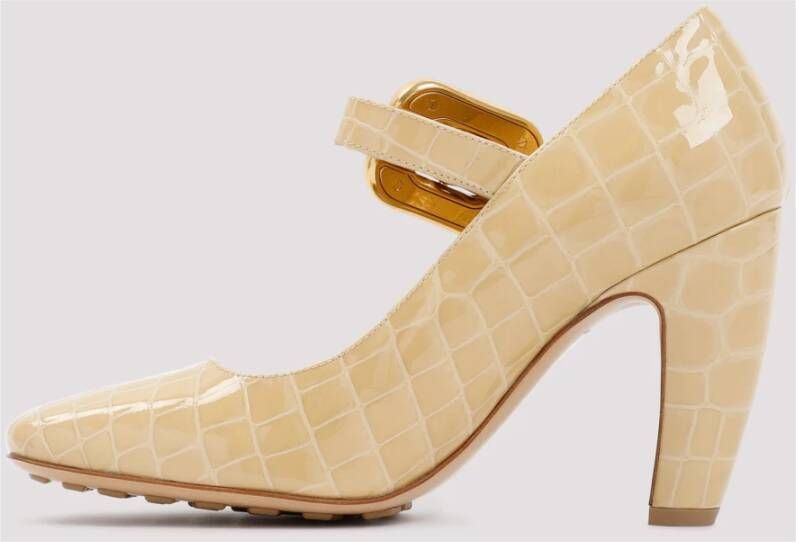 Bottega Veneta Beige Croc Leren Mary Jane Pumps Beige Dames