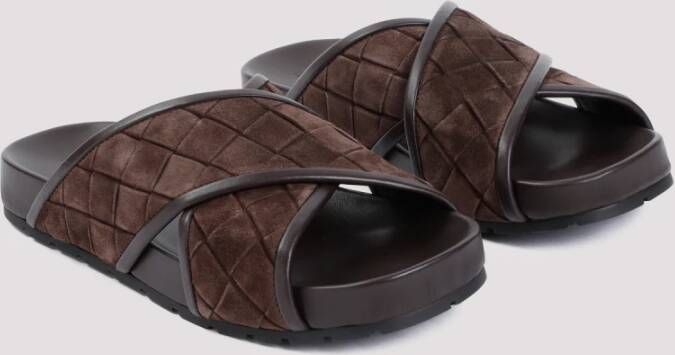 Bottega Veneta Bruine Suède Criss Cross Sandalen Brown Heren