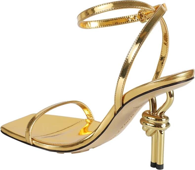 Bottega Veneta Gouden metallic sandalen met hoge hak Yellow Dames