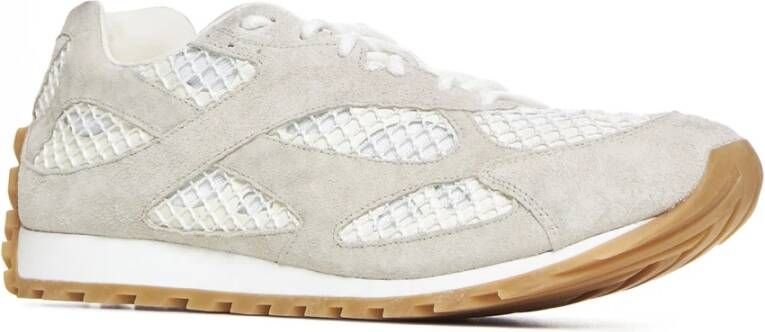 Bottega Veneta Grijze Suède Mesh Orbit Sneakers Beige Heren