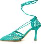 Bottega Veneta Groene Katoenen Leren Dames Sandaal Green Dames - Thumbnail 2