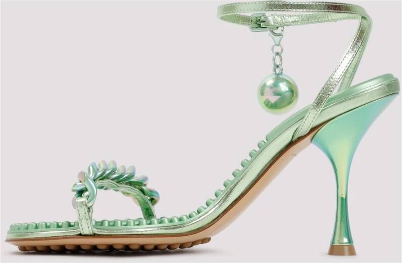 Bottega Veneta Groene Leren Hakken Sandalen Green Dames