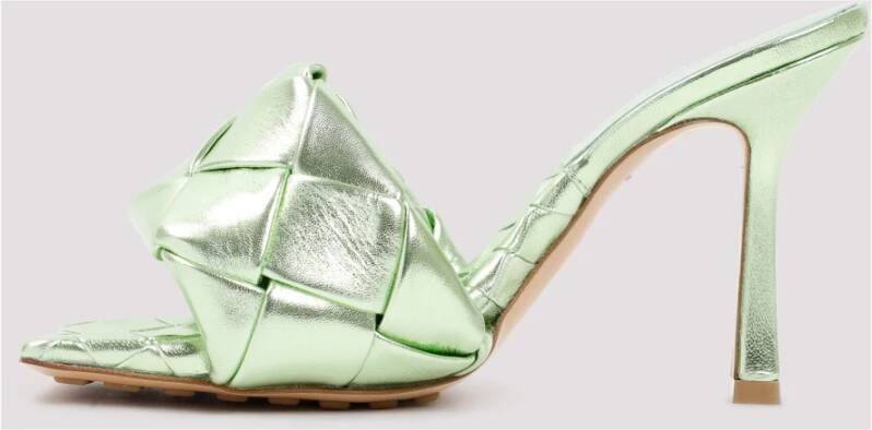 Bottega Veneta Groene Lido Sandalen Intrecciato Constructie Green Dames