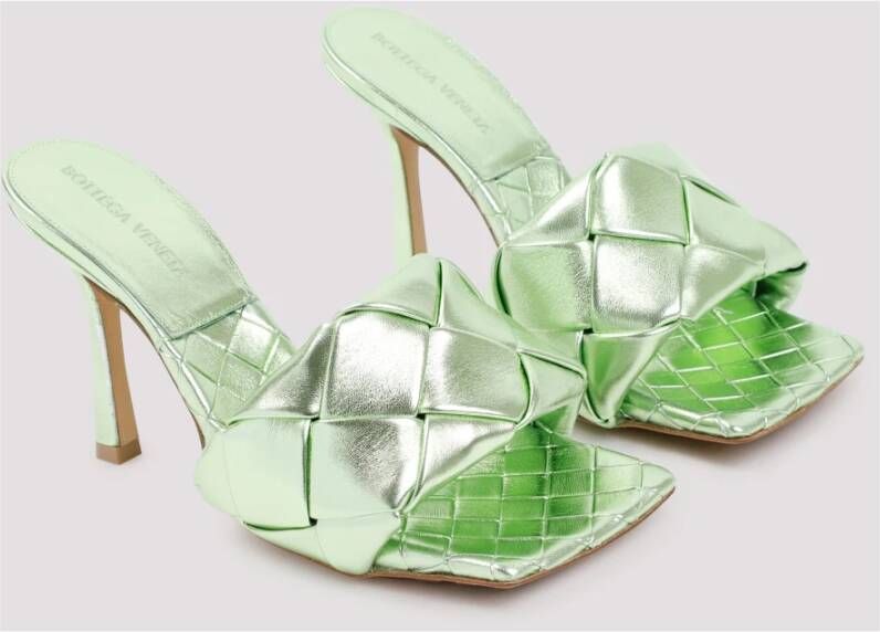 Bottega Veneta Groene Lido Sandalen Intrecciato Constructie Green Dames