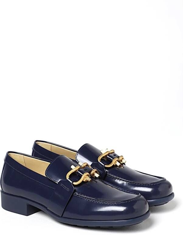 Bottega Veneta Klassieke Leren Loafer Schoen Blue Dames