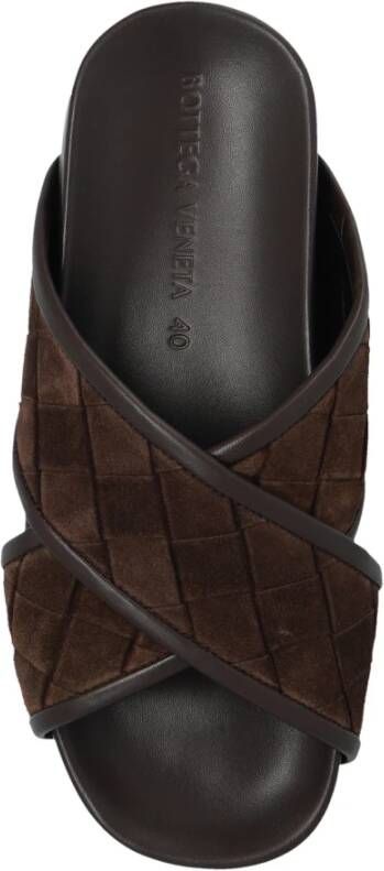 Bottega Veneta Kruis Leren Sandaal Brown Heren