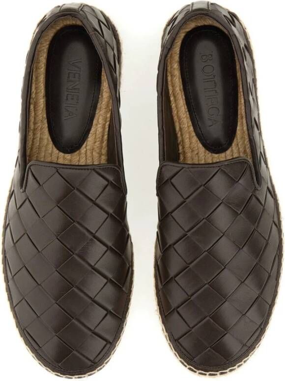 Bottega Veneta Leren Instap Espadrilles met Intreccio Motief Brown Dames