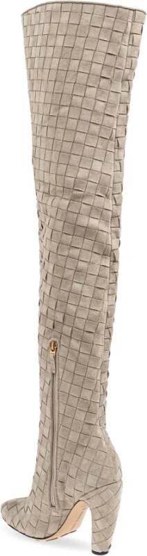 Bottega Veneta Leren laarzen met hak Beige Dames