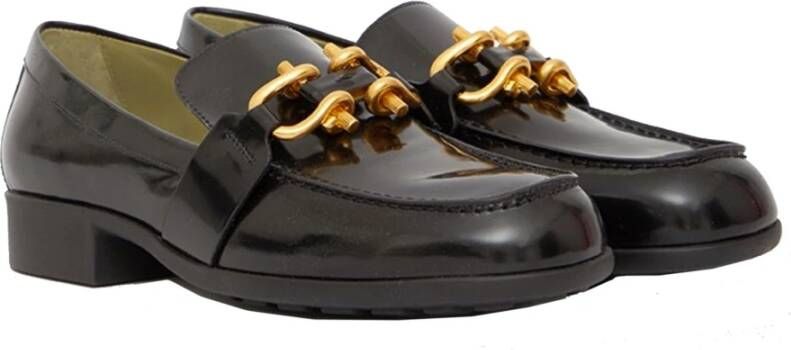 Bottega Veneta Leren Loafers met Goudkleurige Hardware Black Dames